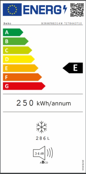 CONGELAD. VERT. BEKO G.B. B3RMFNE314W